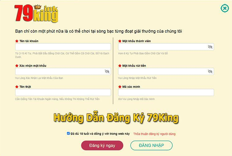 Đăng ký 79KING cực nhanh chóng với các bước đơn giản